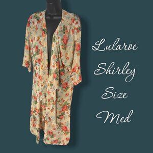 LULAROE Shirley Kimono Warm Tones Roses Size Medium (10-18)